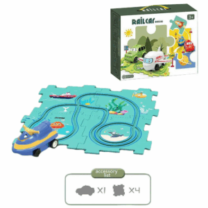 Puzzle-Autobahn für Kinder – Schienenset mit Auto & Verkehrszeichen