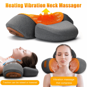Elektrisches Nackenmassagegerät mit Wärme & Vibration – Ergonomisches Kissen für Nacken, Schulter & Wirbelsäule