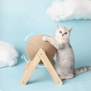 Katzen-Kratzball aus Sisal mit Holzgestell – Möbelschutz & Spielzeug in Einem